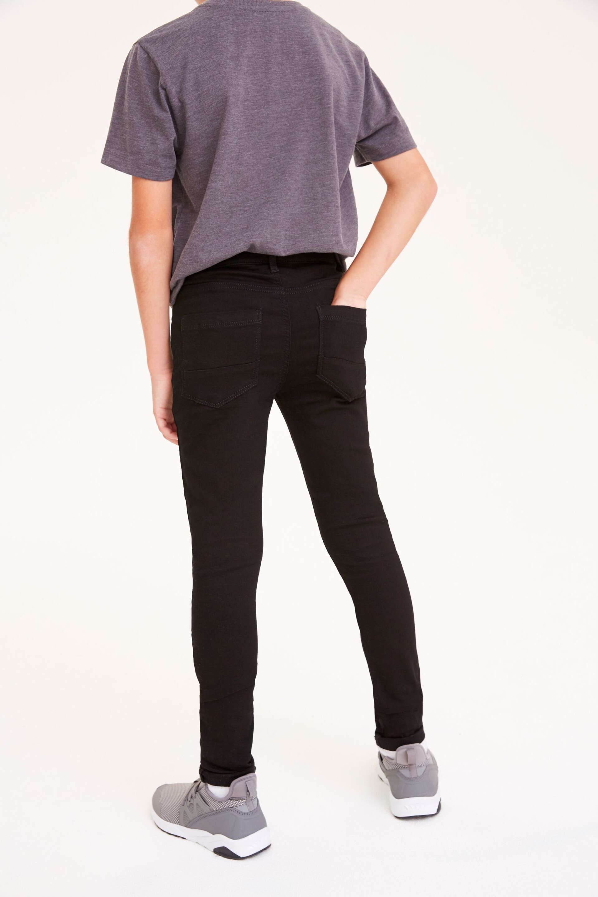 Black Denim Super Skinny Fit Mega Stretch Adjustable Waist Jeans (3-16yrs) - Image 2 of 6