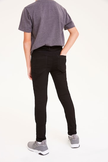 Black Denim Super Skinny Fit Mega Stretch Adjustable Waist Jeans (3-16yrs)
