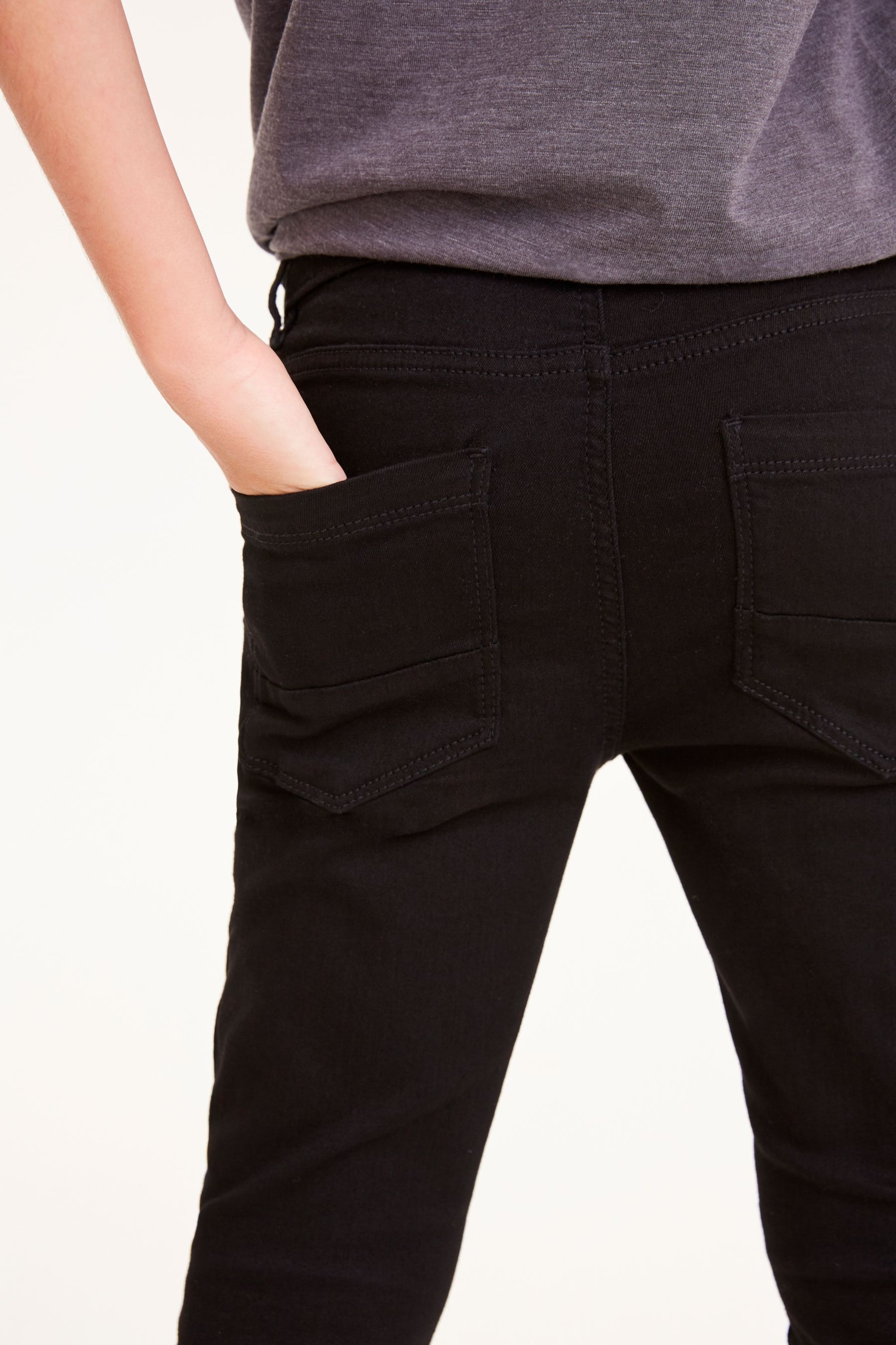 Black Denim Super Skinny Fit Mega Stretch Adjustable Waist Jeans (3-16yrs) - Image 3 of 6