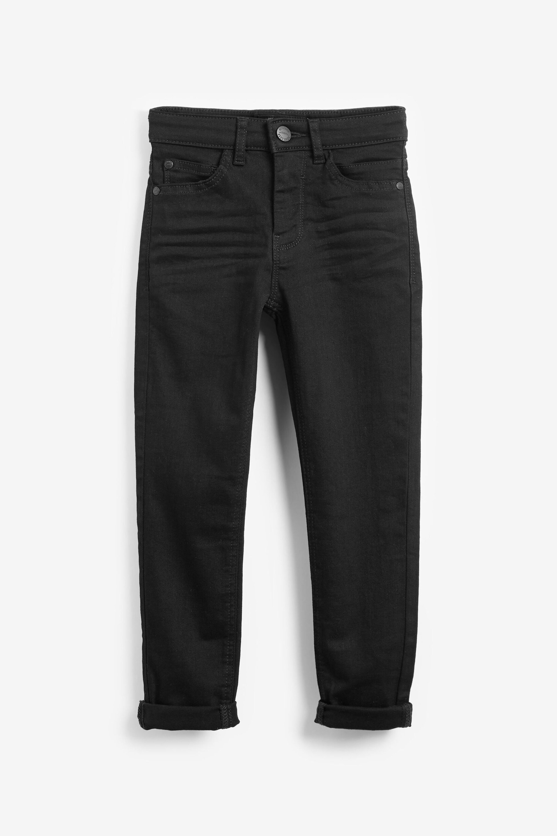 Black Denim Super Skinny Fit Mega Stretch Adjustable Waist Jeans (3-16yrs) - Image 4 of 6