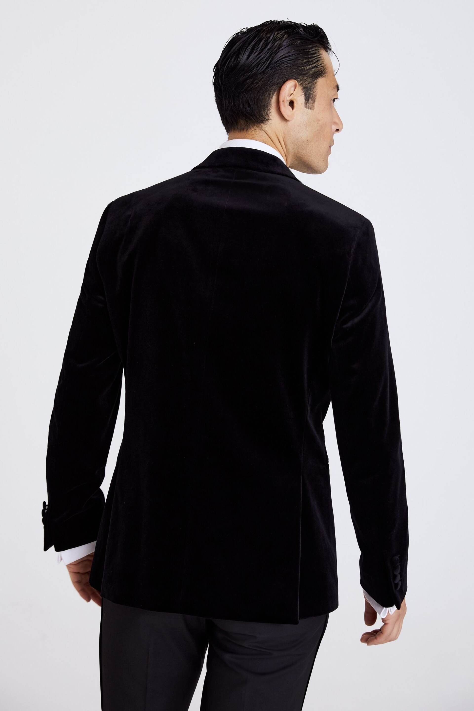 MOSS Regular Fit Velvet Black Jacket - Image 4 of 5