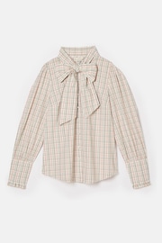 Joules Everly Check Tie Neck Blouse - Image 8 of 8