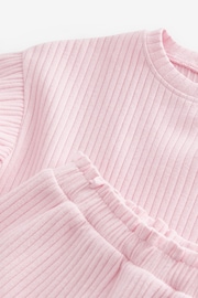 Pink Rib Short Sleeve T-Shirt And Shorts Set (3mths-7yrs) - Image 7 of 7