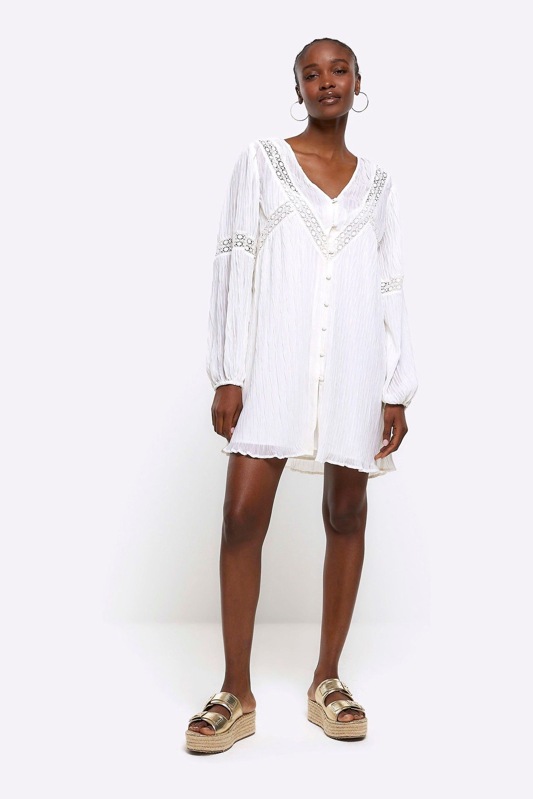 River island white shop lace dress