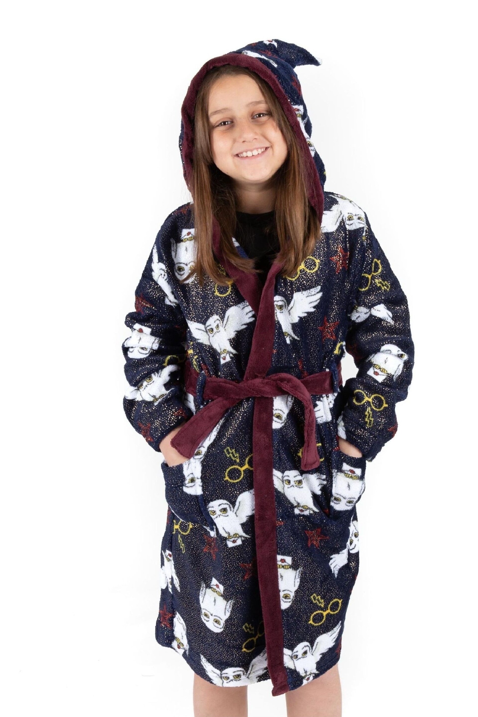 Vanilla Underground Blue Harry Potter Unisex Kids Fleece Dressing Gown Robe - Image 1 of 7