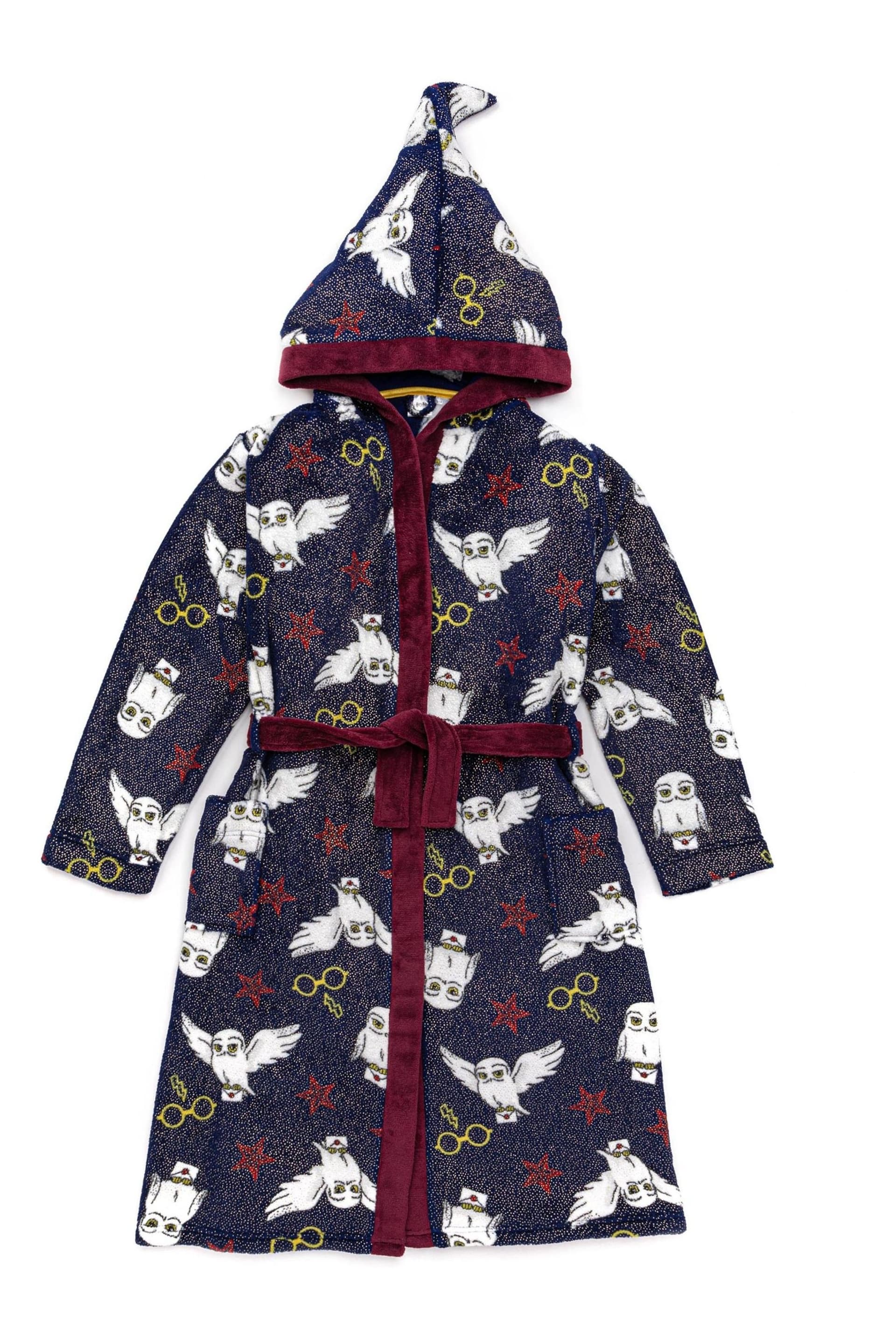 Vanilla Underground Blue Harry Potter Unisex Kids Fleece Dressing Gown Robe - Image 3 of 7