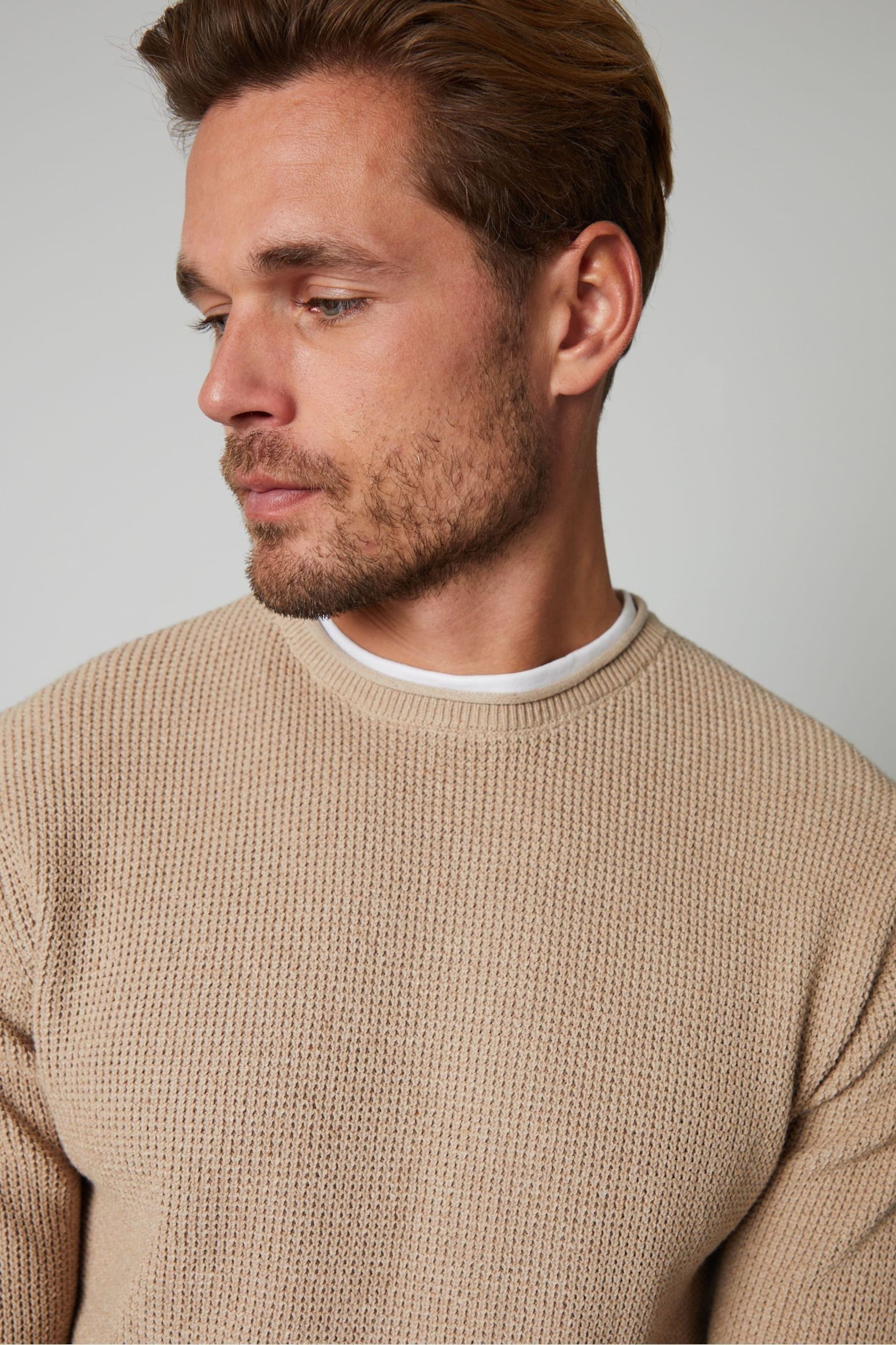 Threadbare Brown Crew Neck Jumper With Mock T-Shirt - Image 4 of 4