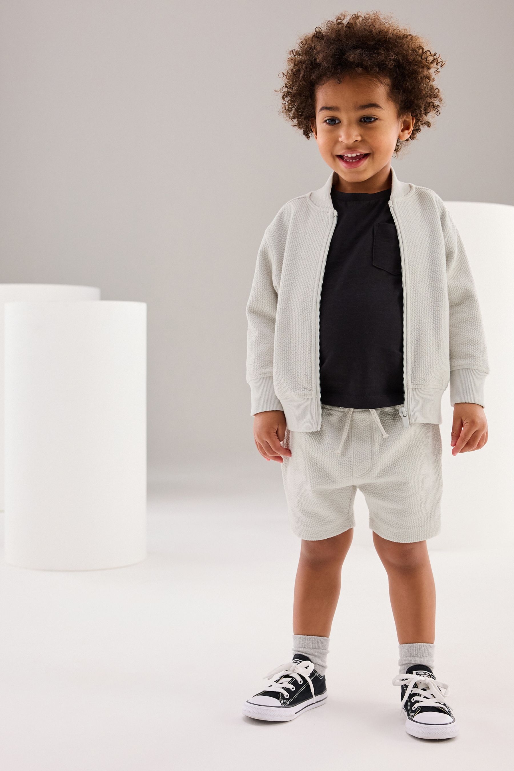 Buy Light Grey Zip Through Jersey Bomber Jacket And Shorts Set 3mths 7yrs from Next Luxembourg