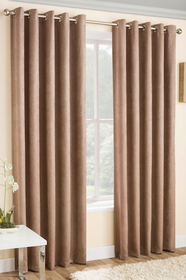 Enhanced Living Neutral Vogue Ready Made Thermal Blackout Eyelet Curtains