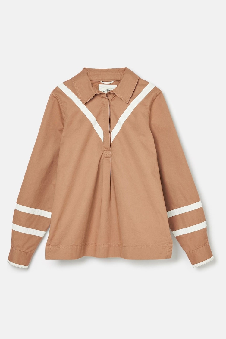 Joules Brinley Tan Brown Cotton Deck Shirt - Image 6 of 6