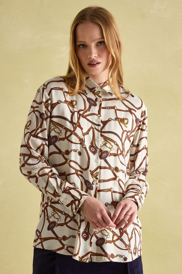 Joules Amilla Cream Multi Satin Shirt - Image 1 of 6