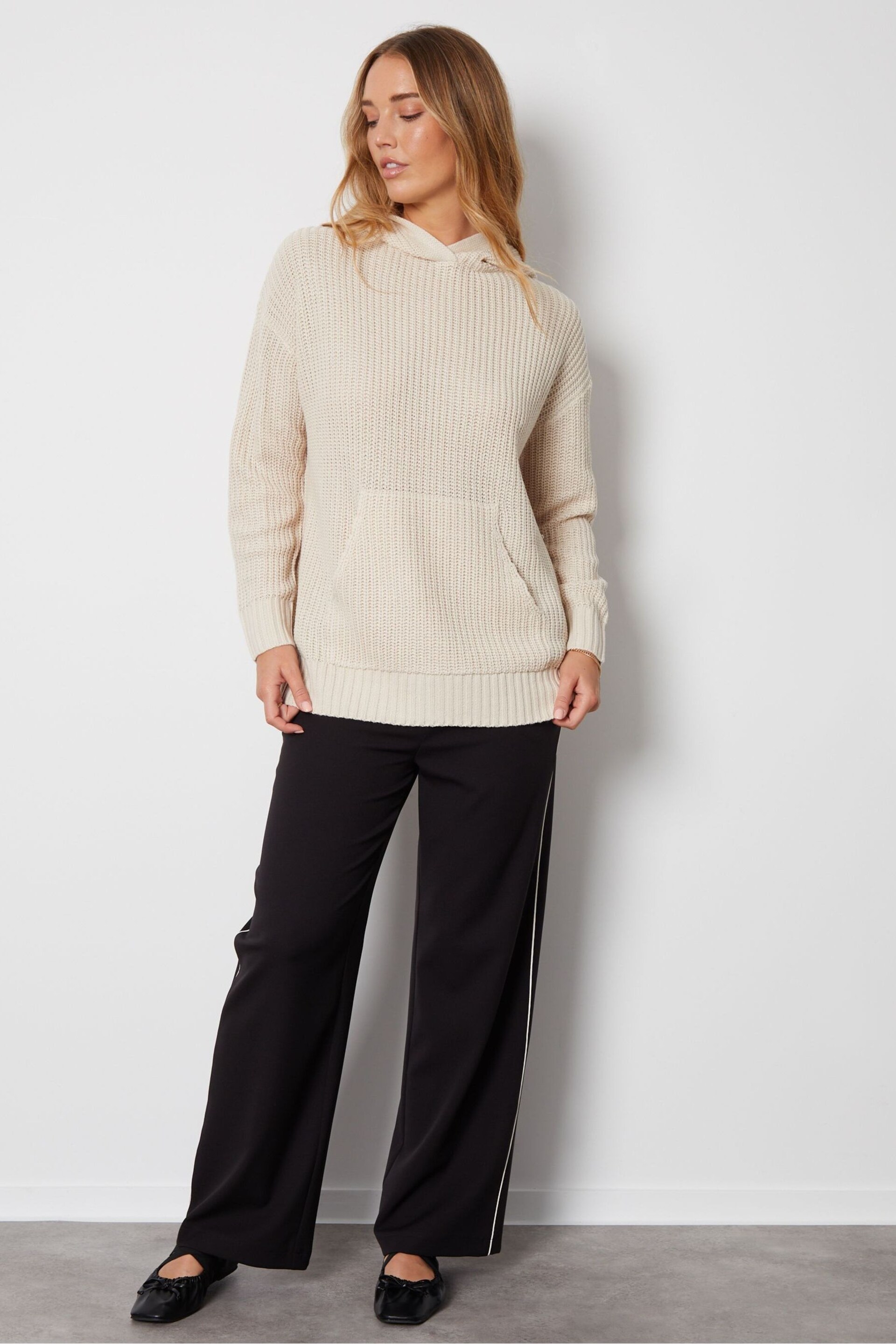 Threadbare Brown Hooded Knitted Jumper - Image 3 of 5