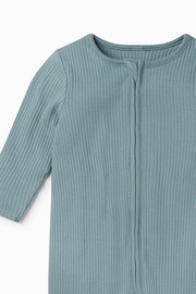 MORI Organic Cotton & Bamboo Ribbed Zip Up Sleepsuit - Image 5 of 6