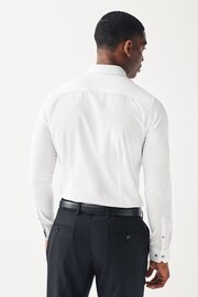 White Skinny Fit Trimmed Easy Care Single Cuff Shirt - Image 3 of 4