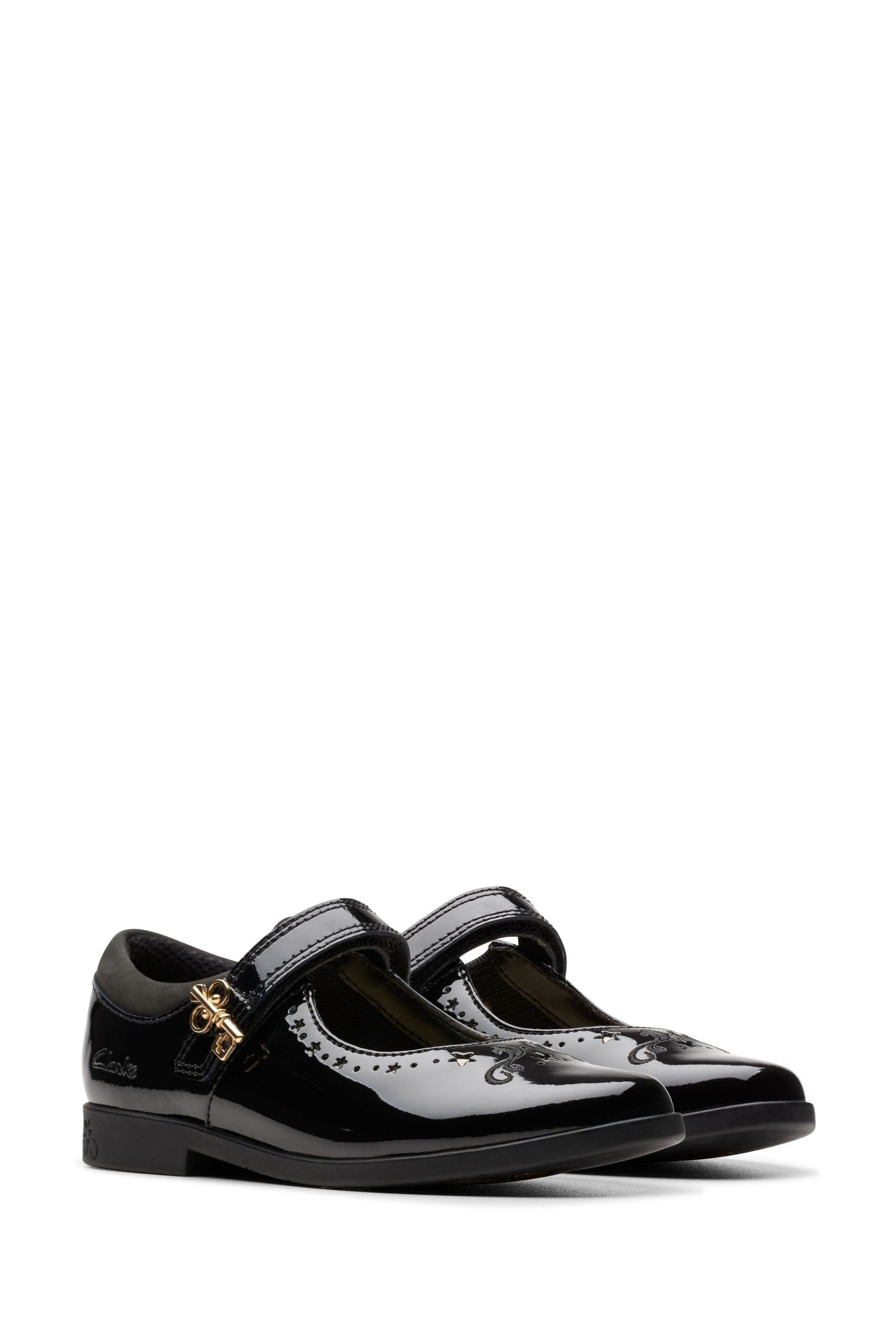 Clarks Black Patent Lock Magic Kids Shoes - Image 3 of 7