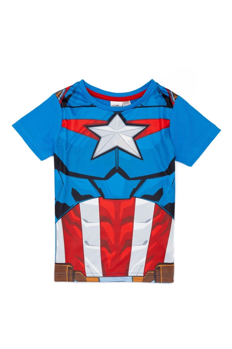 Vanilla Underground Captain America Boys Licensing Short 100% Cotton Pyjamas - Image 2 of 5