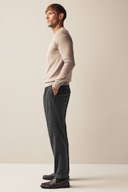 Navy Blue Check Nova Fides Italian Fabric Trousers With Wool - Image 3 of 9