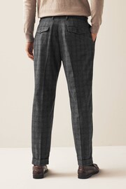 Navy Blue Check Nova Fides Italian Fabric Trousers With Wool - Image 4 of 9