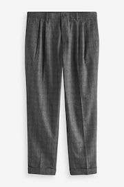 Navy Blue Check Nova Fides Italian Fabric Trousers With Wool - Image 6 of 9
