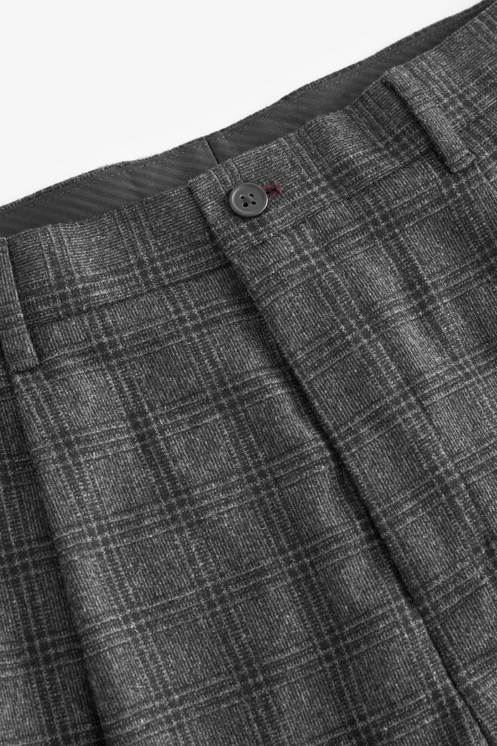 Navy Blue Check Nova Fides Italian Fabric Trousers With Wool - Image 9 of 9