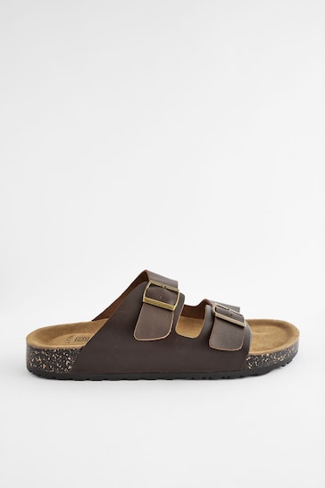 Brown Leather Two Buckle Sandals