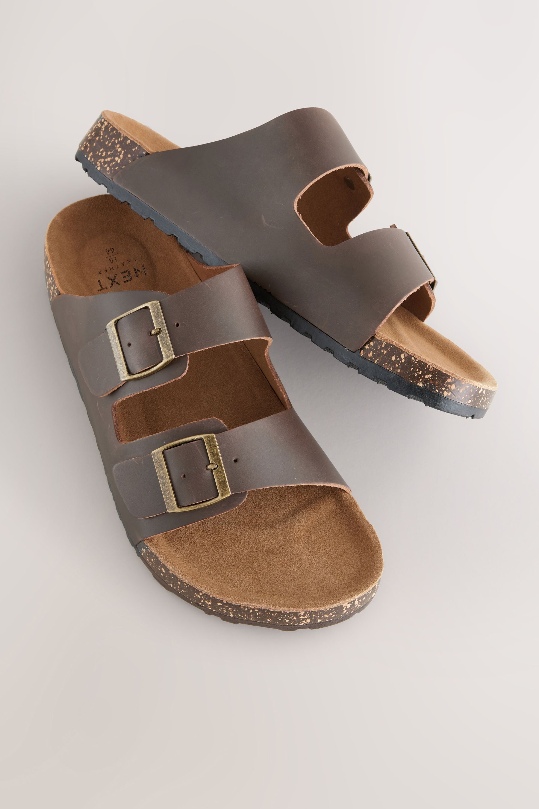 Brown Leather Two Buckle Sandals