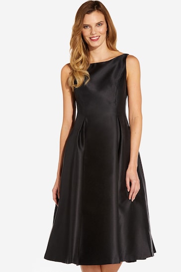 Adrianna Papell Black Sleeveless Tea Length Dress