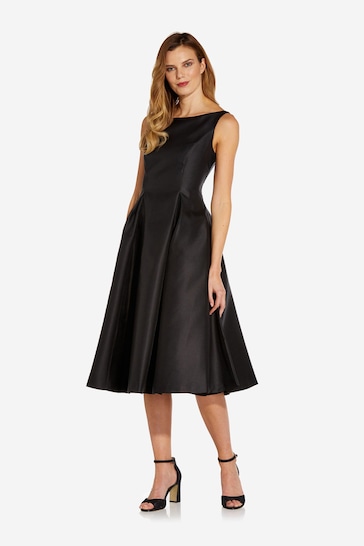 Adrianna Papell Black Sleeveless Tea Length Dress