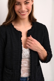 Cream Mellie Black Open Front 3/4 Sleeve Cardigan - Image 4 of 6