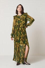 Green Long Sleeve Chiffon Maxi Dress - Image 1 of 7