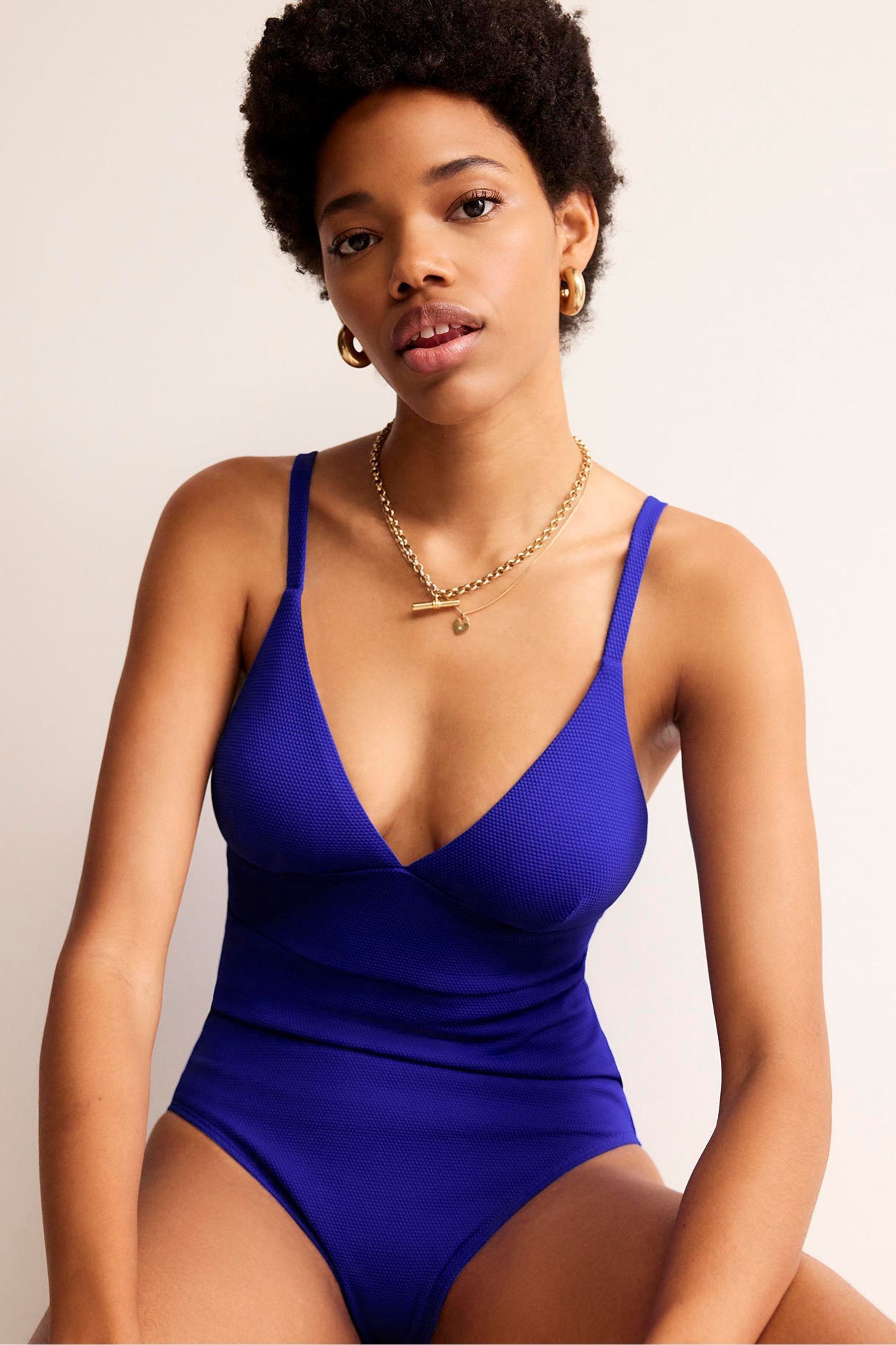 Boden Purple blue Arezzo V Neck Panel Swimsuit