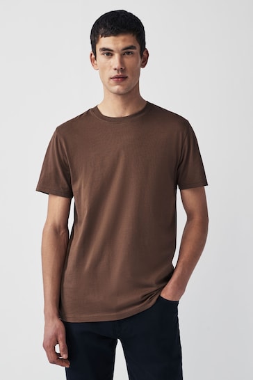 Brown Mid Chocolate Regular Fit Essential Crew Neck T-Shirt