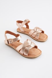 Rose Gold Standard Fit (F) Leather Woven Sandals - Image 1 of 5