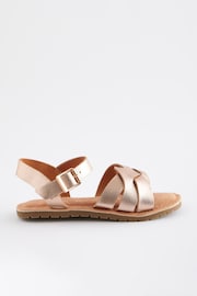 Rose Gold Standard Fit (F) Leather Woven Sandals - Image 2 of 5