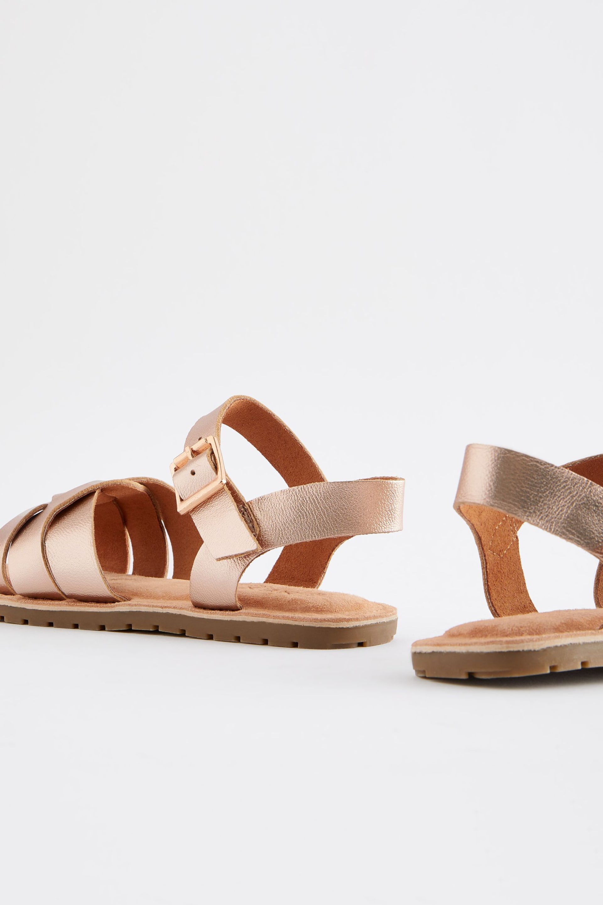 Rose Gold Standard Fit (F) Leather Woven Sandals - Image 3 of 5