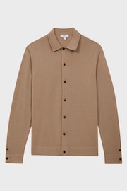 Reiss Camel Forbes Merino Wool Button-Through Cardigan - Image 1 of 1