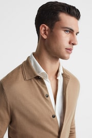 Reiss Camel Forbes Merino Wool Button-Through Cardigan - Image 4 of 5