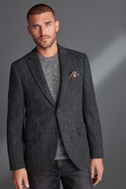 Charcoal Grey Signature Harris Tweed British Wool Blazer - Image 1 of 9