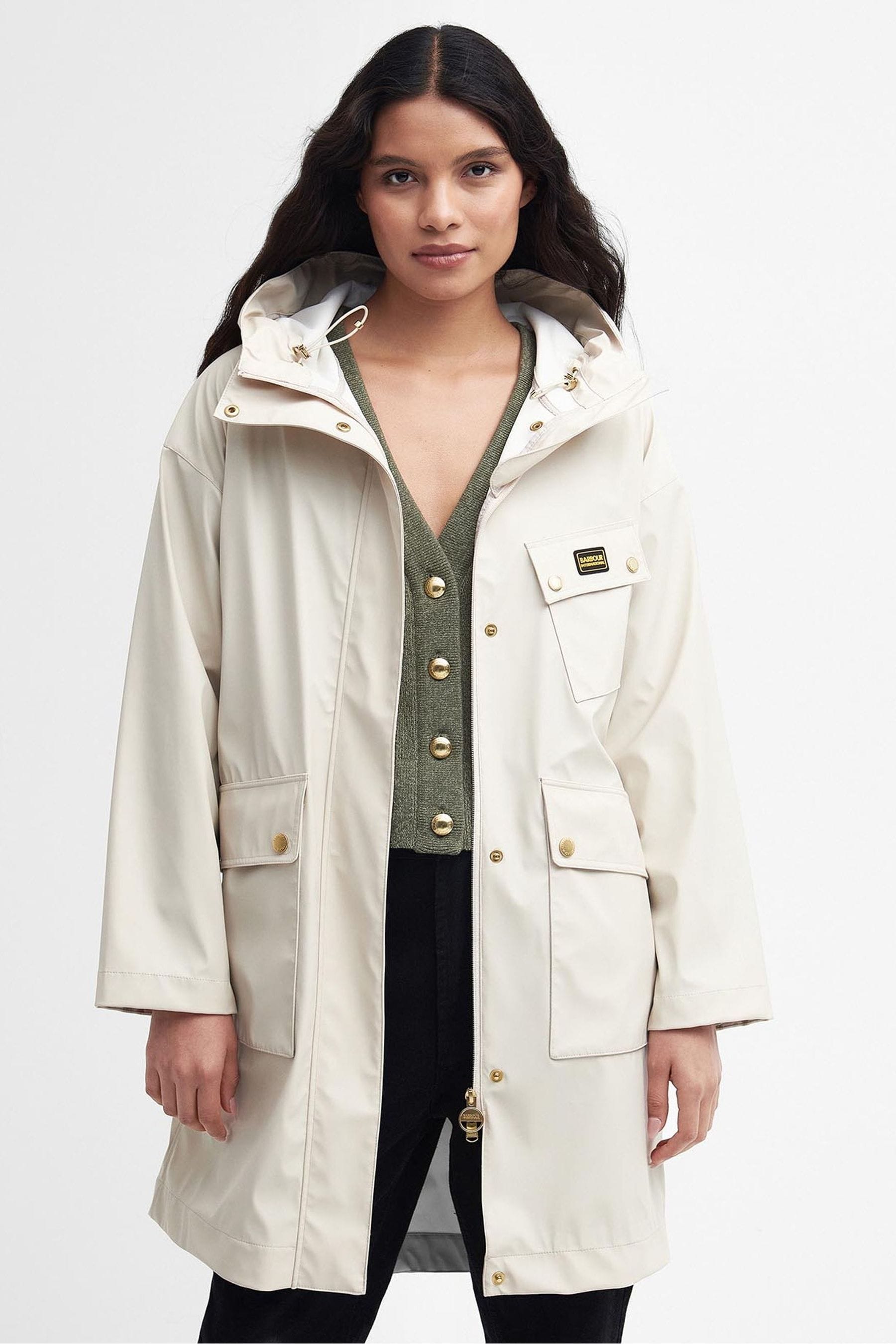 Buy Barbour International White Conrad Showerproof Hooded Jacket