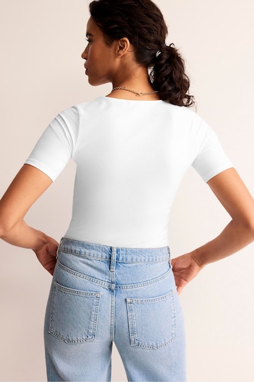 Boden White Double Layer Scoop T-Shirt