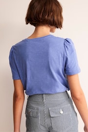 Boden Blue Cotton Puff Sleeve T-Shirt - Image 2 of 5