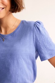 Boden Blue Cotton Puff Sleeve T-Shirt - Image 4 of 5