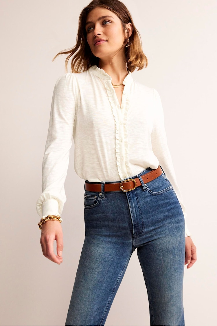 Boden Cream Caroline Jersey Shirt - Image 1 of 5