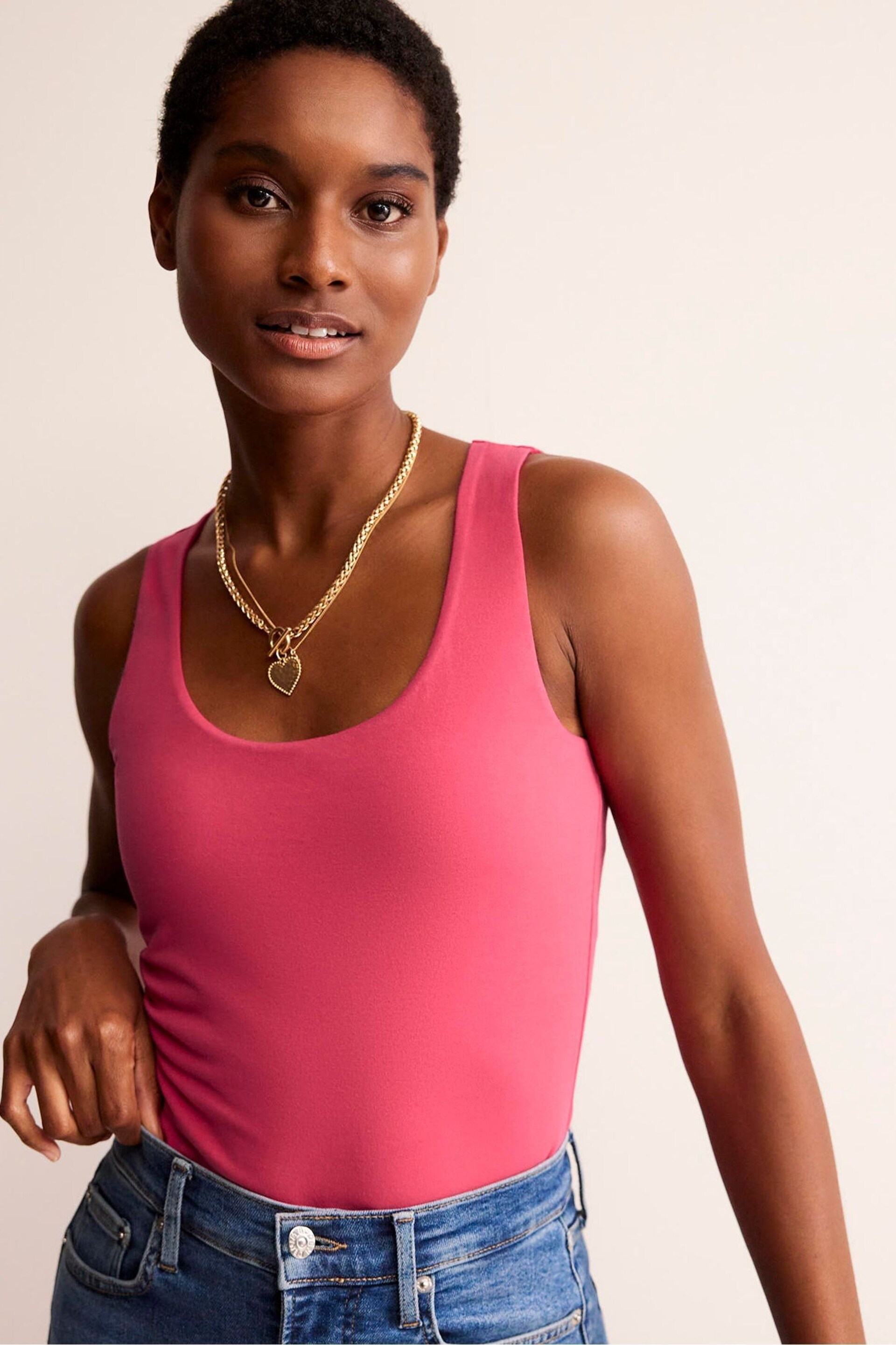 Boden Pink Double Layer Scoop Neck Vest - Image 1 of 5