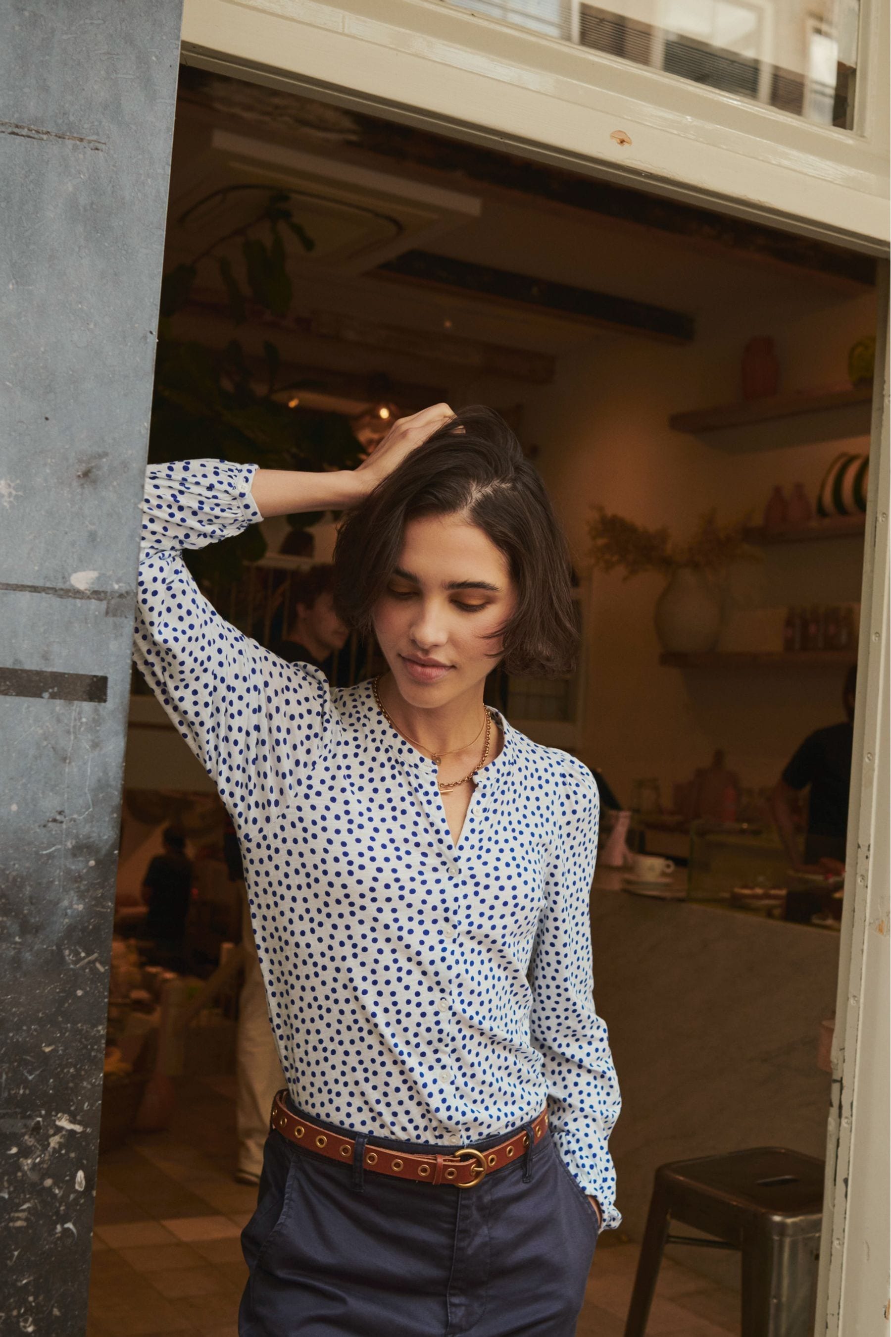 Boden Cream Marina Jersey Shirt