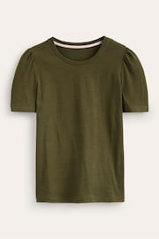 Boden Green 100% Cotton Puff Sleeve T-Shirt - Image 5 of 5