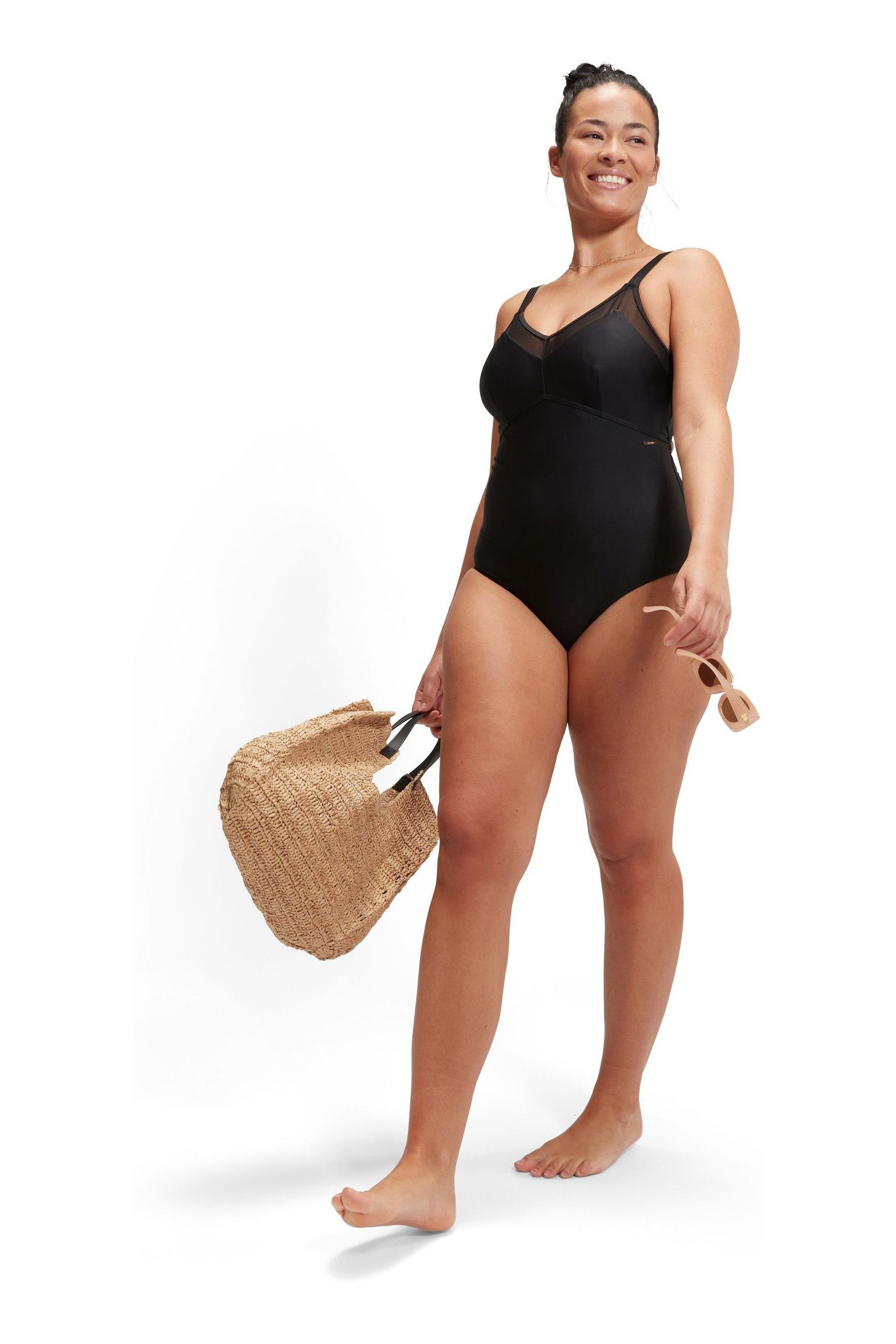 Buy Speedo Black Womens Shaping Mesh Detail 1 Piece Swimsuit from the Next UK online shop