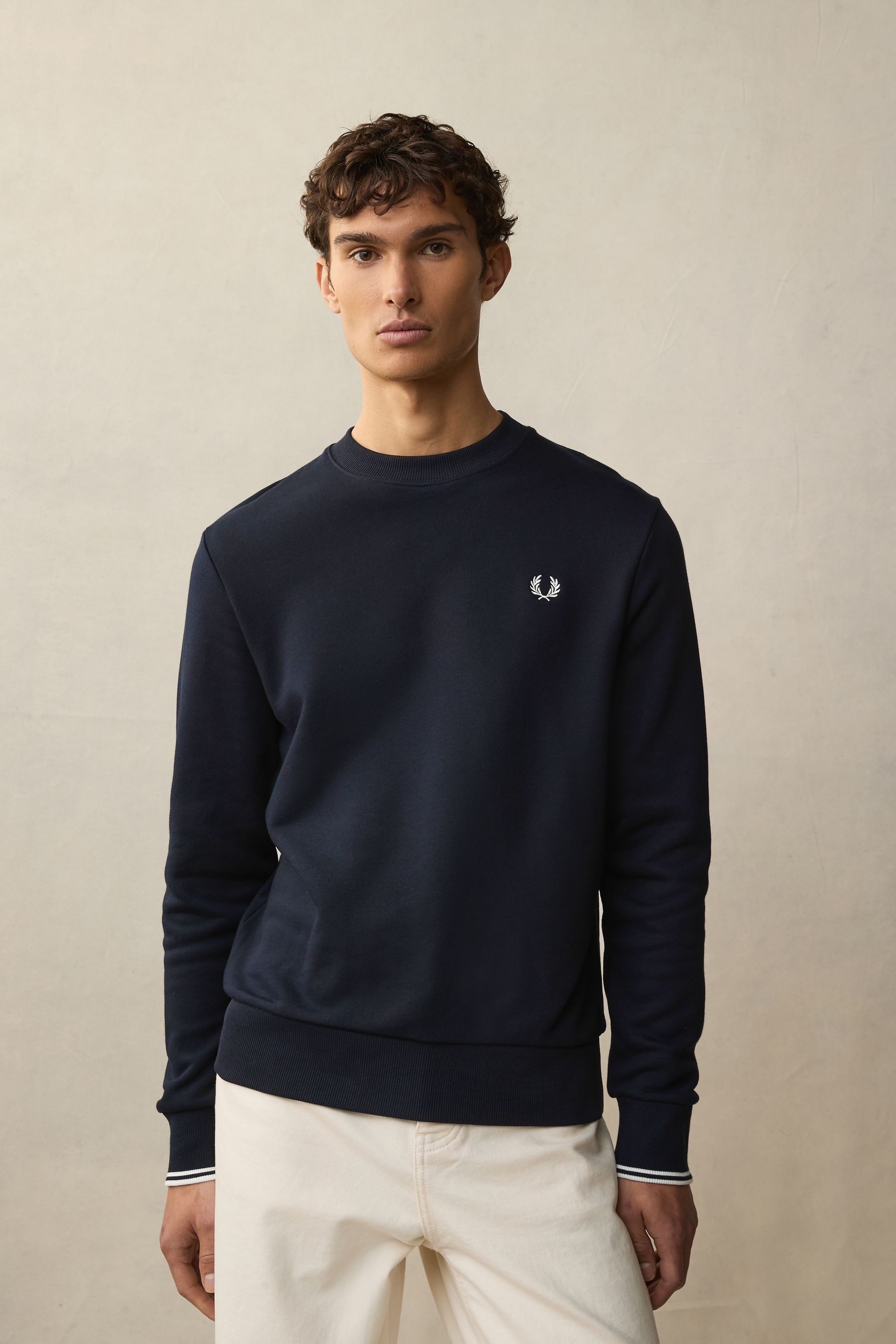 Buy Fred Perry Navy Crew Neck 100 Cotton Sweatshirt from Next Oman