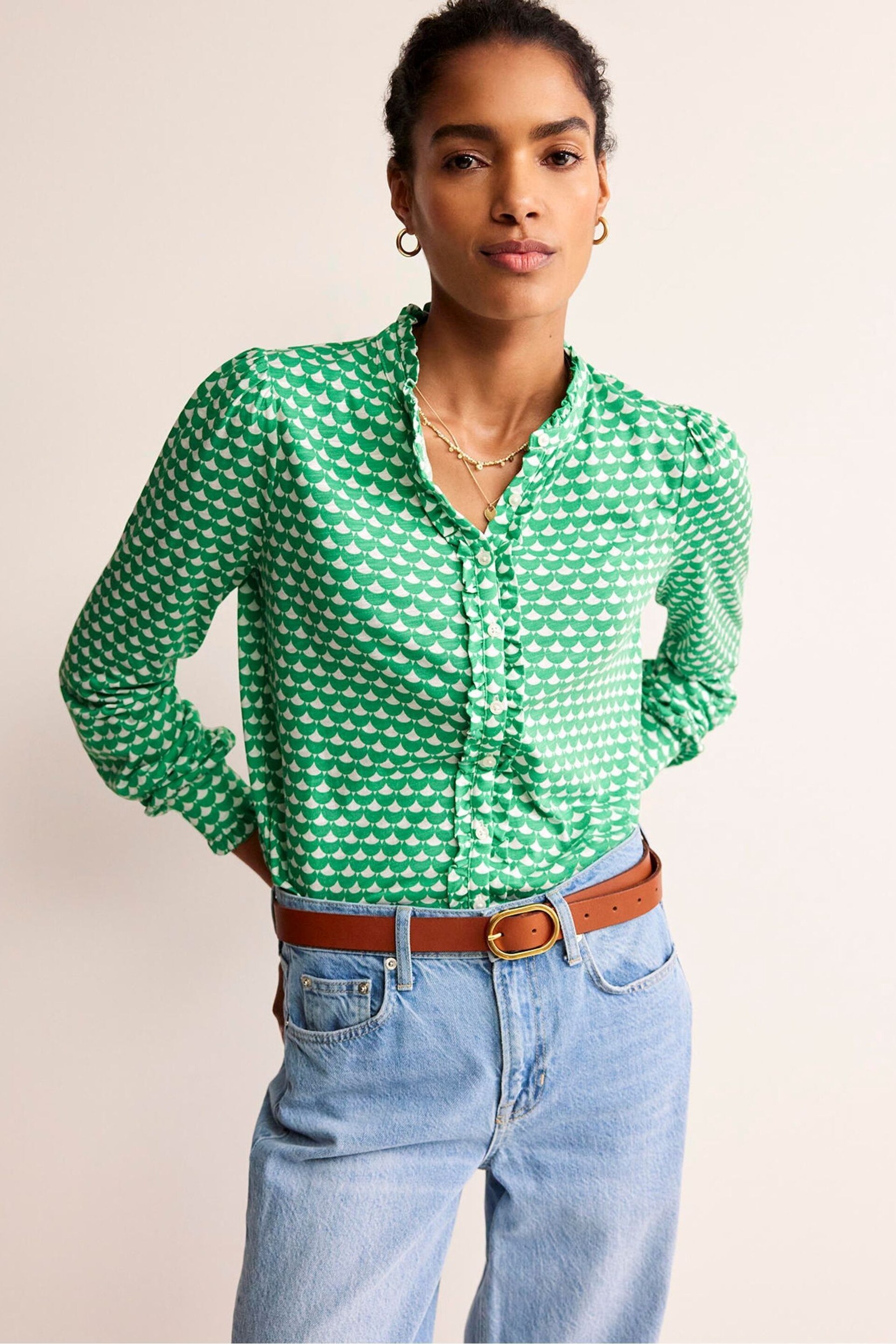 Boden Green Caroline Jersey Shirt - Image 1 of 5