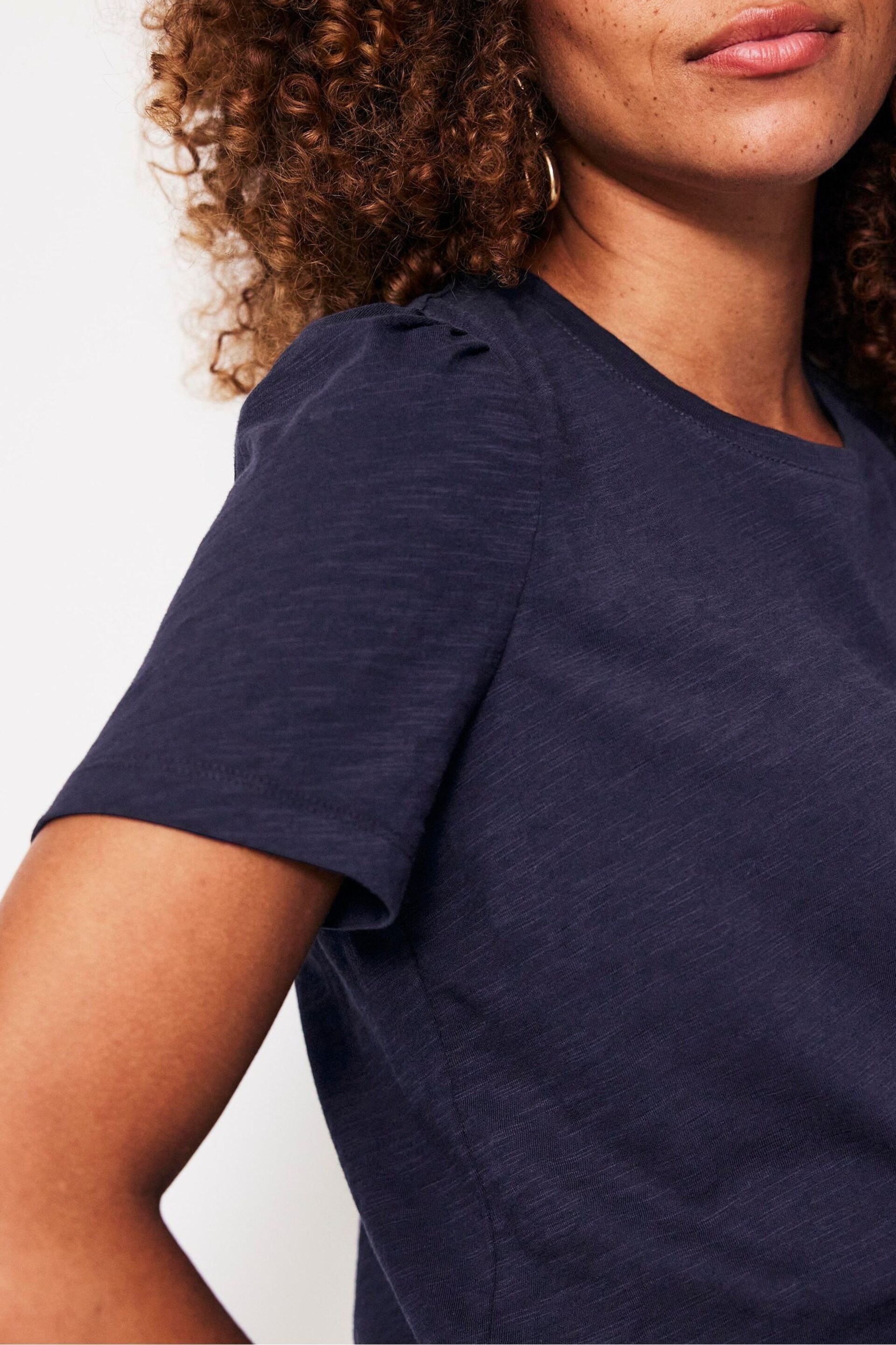 Boden Dark Blue Cotton Puff Sleeve T-Shirt - Image 1 of 5